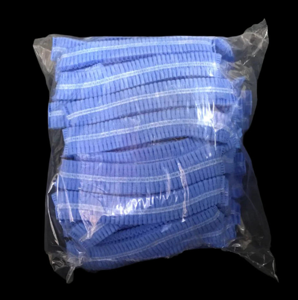 I'M MEDICARE CHARLOTTES NOIRES ET BLEUES PREMIUM 100 UNITES (BONETS) غطاء الراس سوداء و زرقاء
