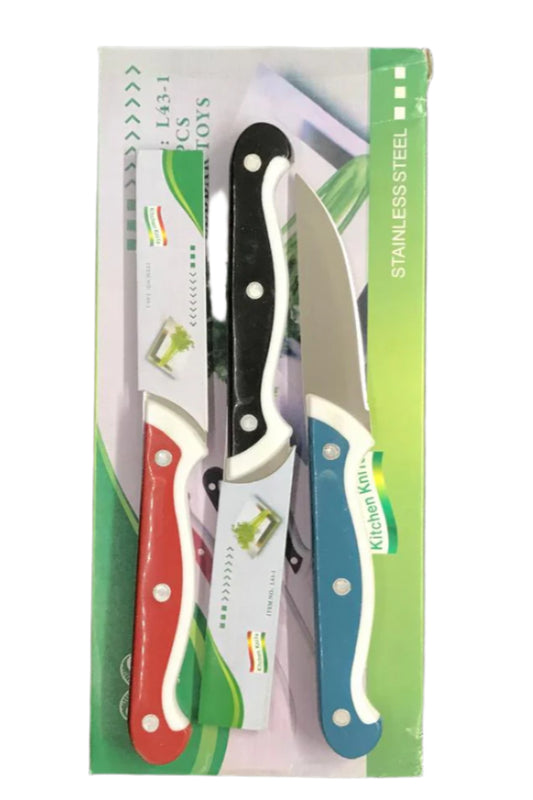 KITCHEN KNIFE COUTEAU 3 COULEURS (mousse) 12pcs  موس لوان