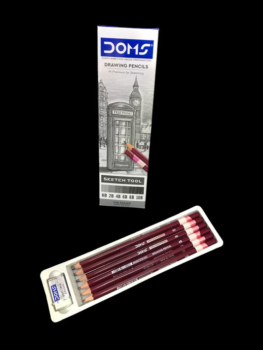 DOMS CRAYON AVEC UNE GOMME 6type  8204 HB 2B 4B 6B 8B 10B قلم الرصاص