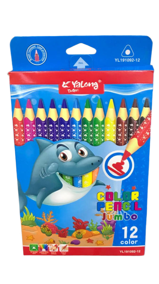 YALONG COLOR PENCIL JUMBO 12 COLOR YL191092  ملونات طويلة