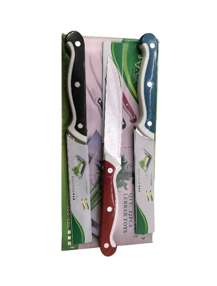 KITCHEN KNIFE couteau 3 couleurs L43-2  12pcs موس سكين لوان طويل