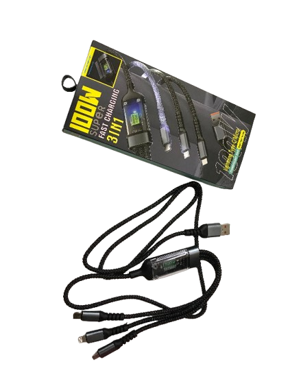 SUPER chargeur câble 3in1 lightning/type-C/micro S224  شارجور شاحن 3 أنواع