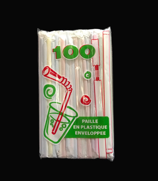 Bon appétit paille en plastique enveloppee 100pcs ليباي مغلفين
