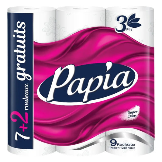 PAPIA hygiénique 9 rouleaux 3 plis بابيا بابي جنيك